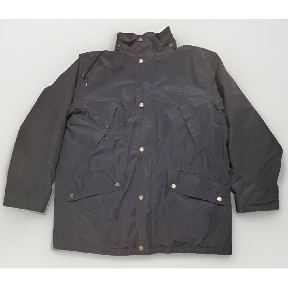 Polo Ralph Lauren Jacket Mens L Navy Cotton Nylon Field Coat Hidden Hood Utility